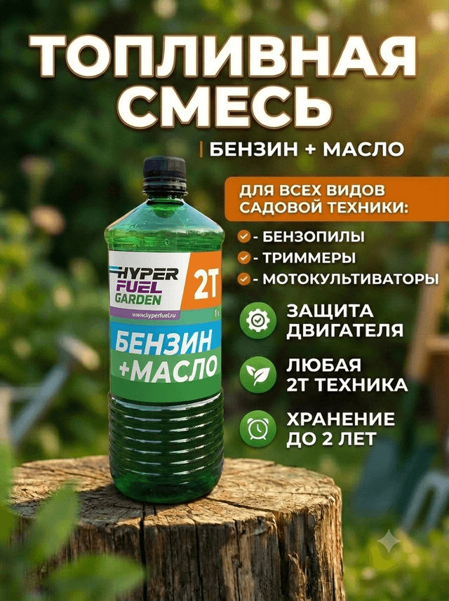 Купить Топливо для садовой техники Бензин+масло 2Т , 1 л